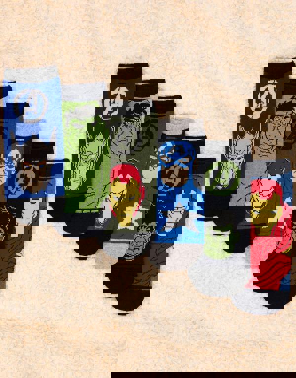 Marvel Avengers Character Boys Multicoloured 6 Pack Calf Socks Set of 6