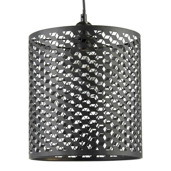 Modern Cylindrical Pendant Light Shade with Repeating Cube Design Image 1