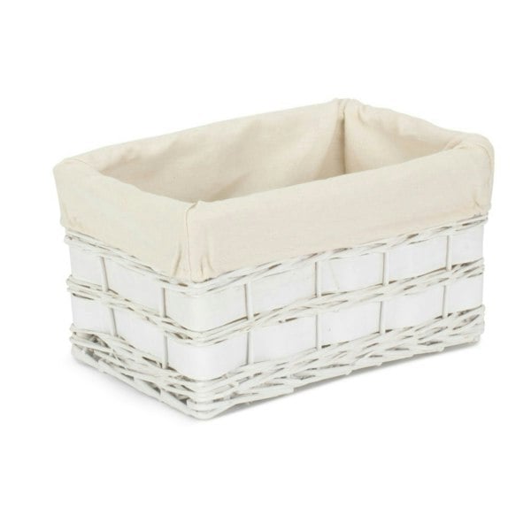 White Scandi Storage Basket with White Lining