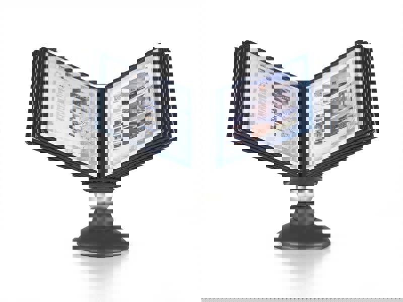 Durable SHERPA MOTION 360 Degree Desk Display Panel Stand | 10 Panels | A4 Black