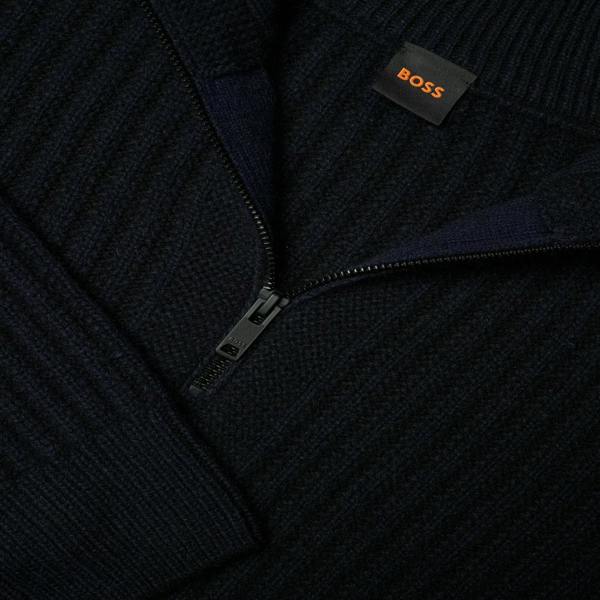 BOSS Kwinter Zip Neck Jumper Dark Navy