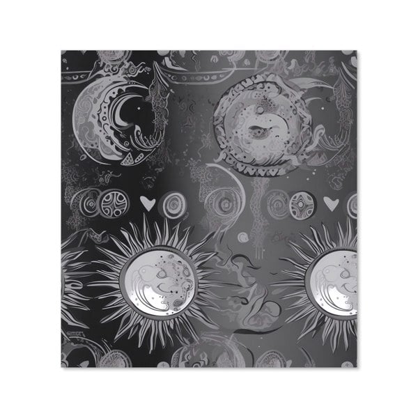 Warren Reed - Designer Black Grey Abstract Sun and Moon Kitchen Splashback