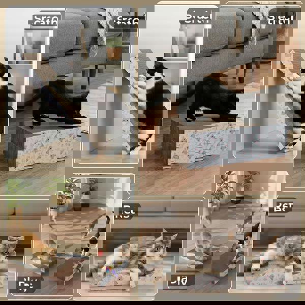 Skylos 4PCS Cat Scratching Board Cardboard Cat Scratcher Scratching Pad Lounge