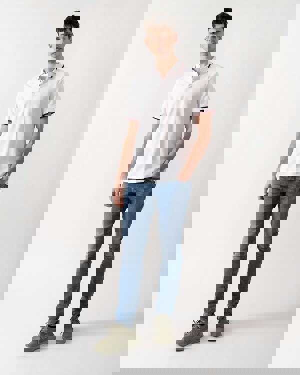 Armani Exchange Mens Small Logo Pique Polo Shirt - White