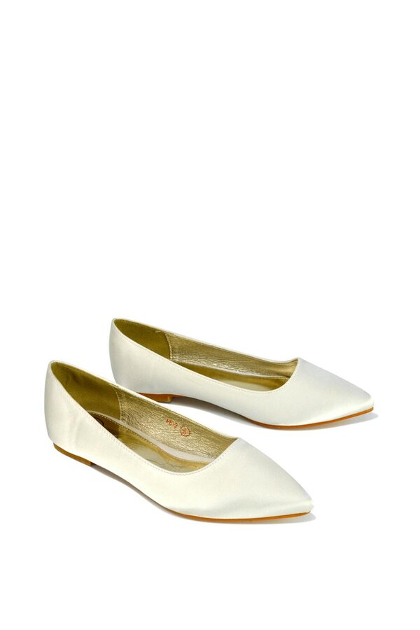 XY LONDON Pointed Toe Low Heel Bridal Ballerina Pump Shoes