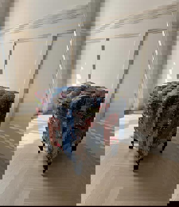 ISTOOLS Multicolour Damask Small Coffee Table Ottoman with Storage – Premium Chesterfield Style