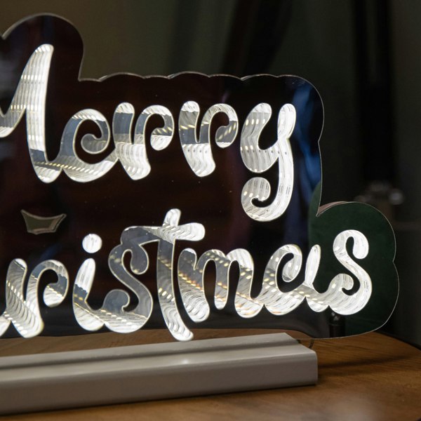 Samuel Alexander 32cm Light up Merry Christmas Infinity Decoration with White LEDs
