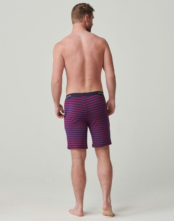 Men's Bamboo Sleep Shorts – Wine & Navy Stripe - British Boxers