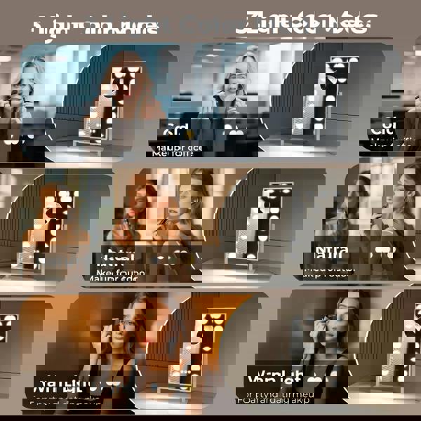 Emitto LED Makeup Mirror 3 Color Dimmable Touch Control Beauty Mirror Portable