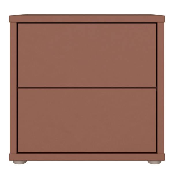 Furniture To Go Alice Springs Low Bedside Cabinet with 2 Drawers Push-to-Open in Terracotta
