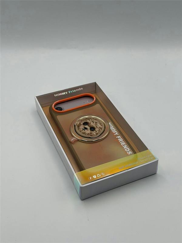 Nimmy Friends Nimmy Big Eye Cute Pet Poodle Dog Face Case with Detachable MagSafe Grip for iPhone 17 Air 6.5" Brown Orange - N-XDY-CXZJZH-IP17-AIR-014