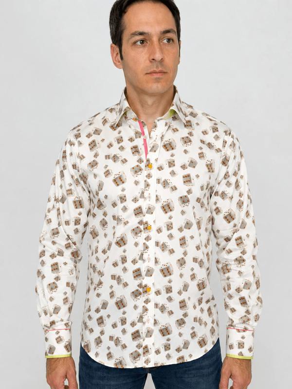 CL26122 White Dice - Claudio Lugli Shirts
