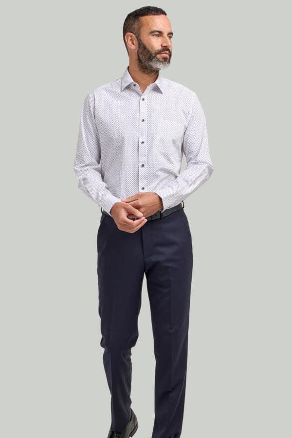 White Small Cross Print Cotton Shirt