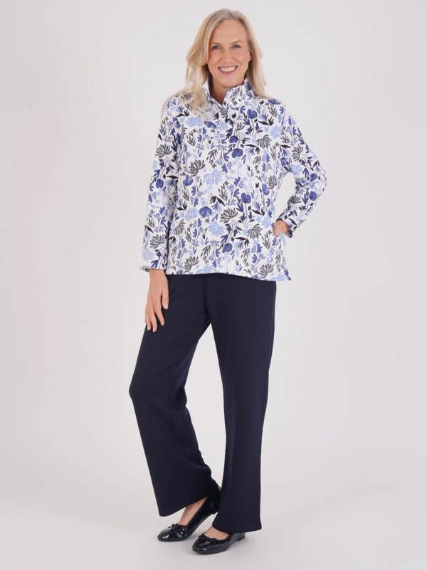 TIGI French Terry Floral Funnel Neck Top