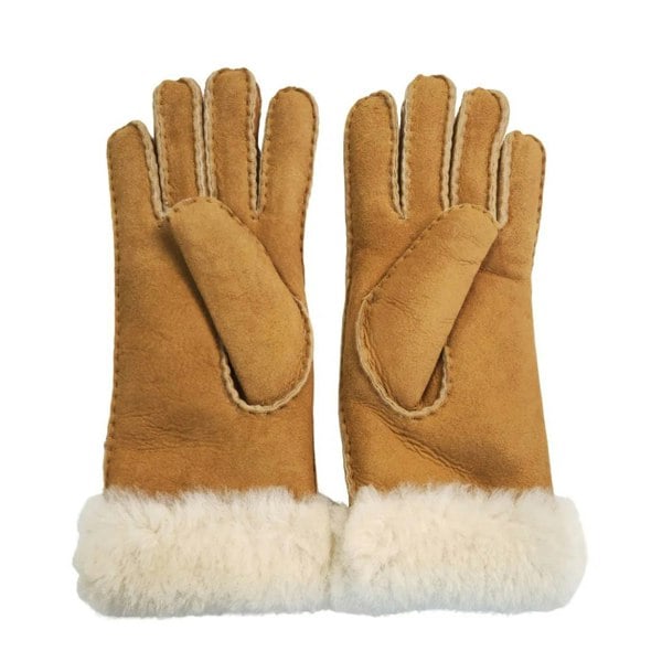 Infinity Leather Women's Plush Shearling Cuff Suede Genuine Leather Gloves