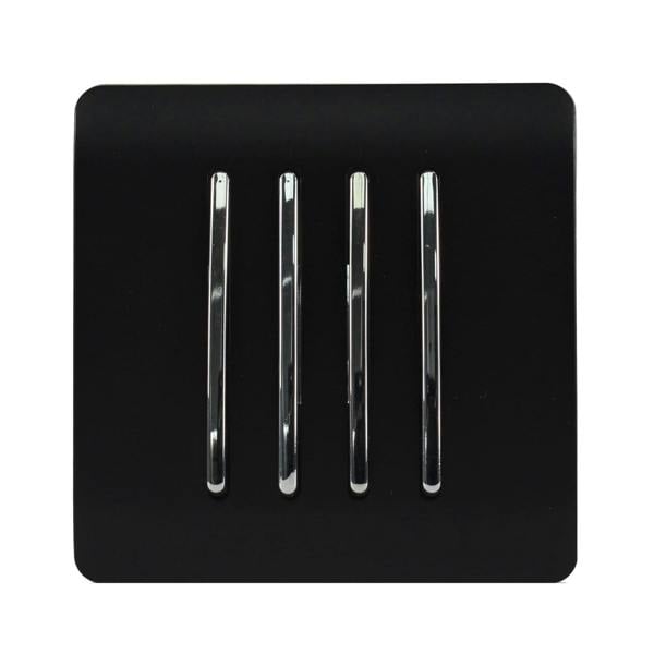 Trendi Switch 4 Gang 1 or 2 way Rocker Light Switch in Matt Black