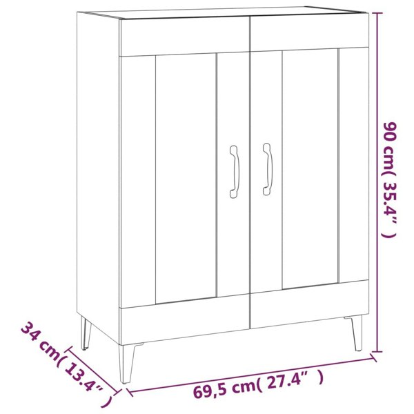 Berkfield Sideboard Concrete Grey 69.5x34x90 cm Engineered Wood