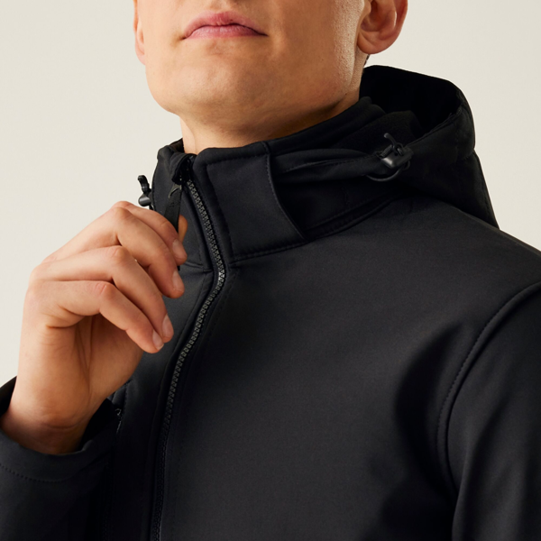 Regatta Mens Venturer Hooded Soft Shell Jacket - Black/Black