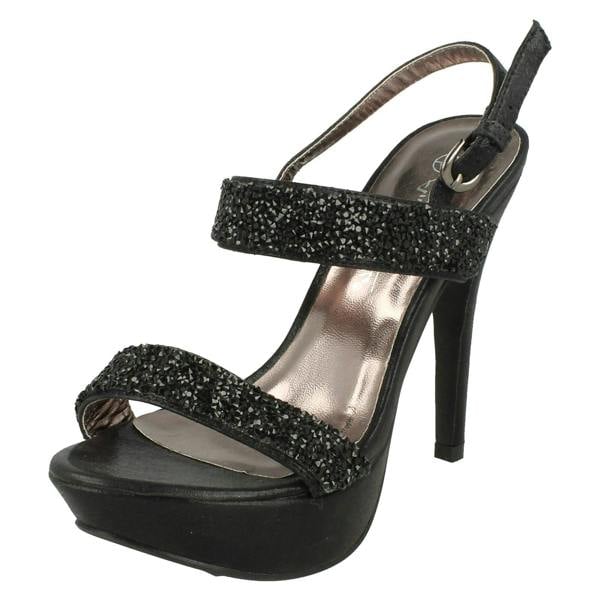 Anne Michelle Ladies Anne Michelle Double Glitter Strap Platform Heels