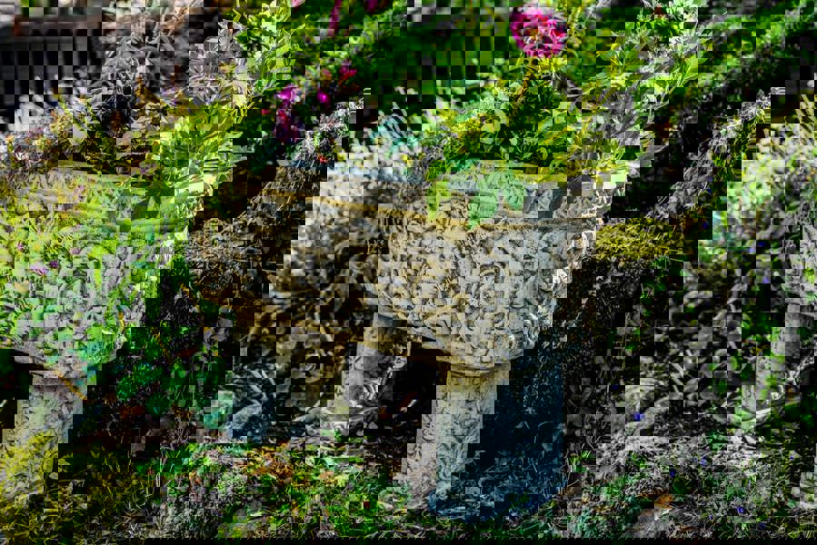 Pair of Lion Head design Stone Vases and Planter Troughs