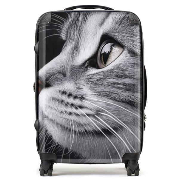 Warren Reed Silver Tabby Cat Face Suitcase