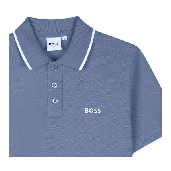 Boss Childrens/Kids Contrast Tipped Short-Sleeved Polo Shirt - Lavender Blue - 