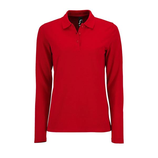 SOLS Womens/Ladies Perfect Long Sleeve Pique Polo Shirt - Red
