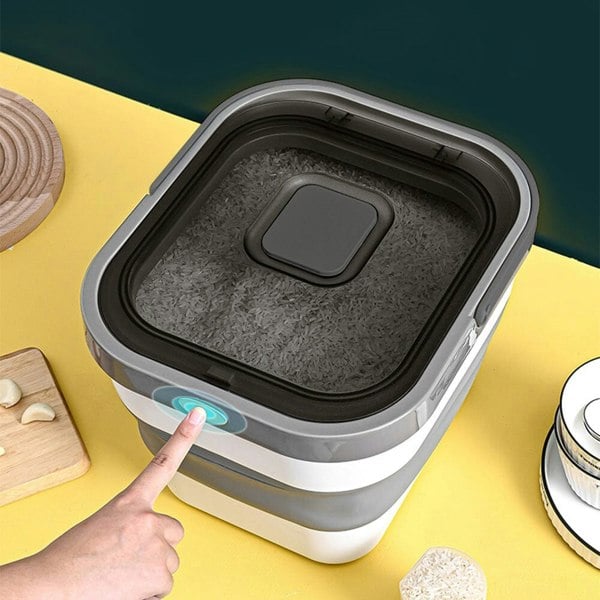 13 Liters Capacity Grey Foldable Pet Food Storage Container with Lid Living and Home