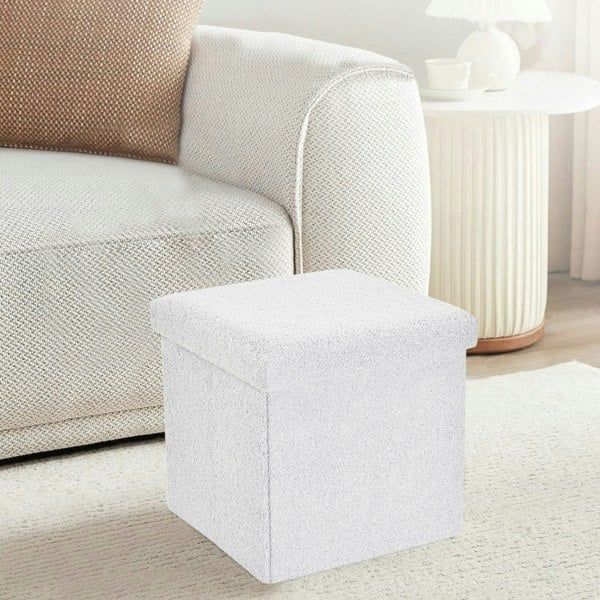 Home Republic Boucle Storage Ottoman - 38cm X 38cm Foldable