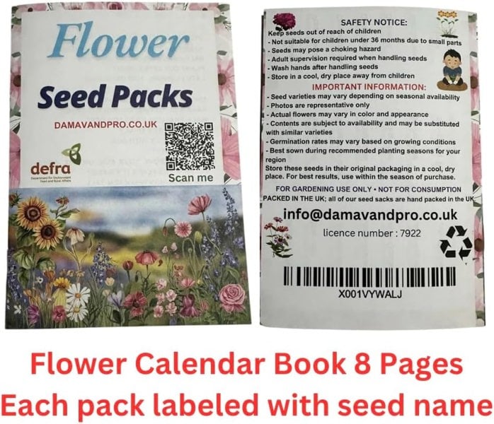 DamavandPro 24-Pack Wildflower Seeds Collection: 15,000+ Seeds for Bee & Butterfly Gardens (Indoor/Outdoor)