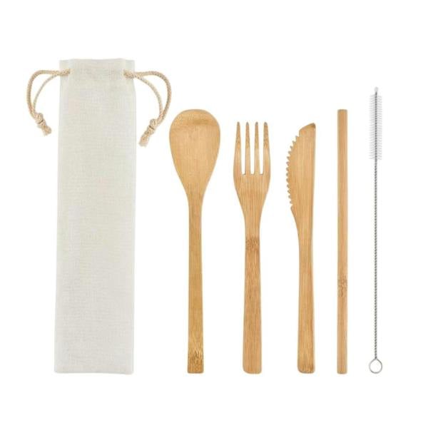 MidOcean Setstraw Bamboo Straw Cutlery Set (Pack of 5) - Beige - 