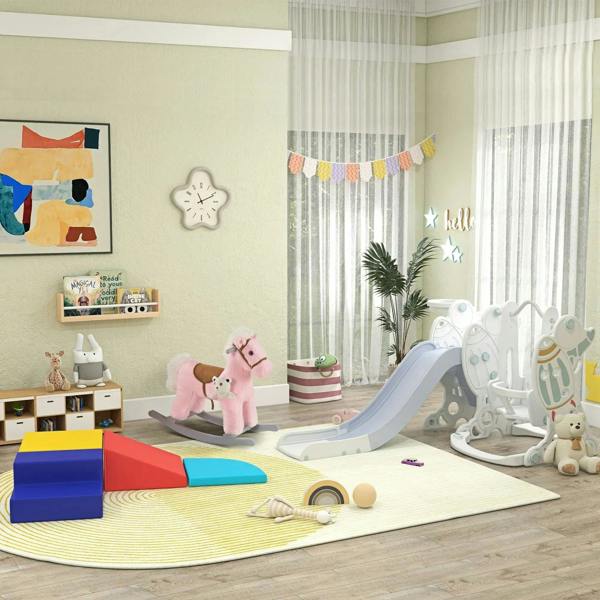 Colorful foam toddler climbing set with ramp, steps, and blocks for indoor play