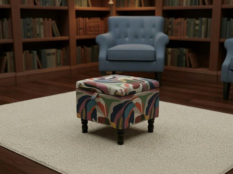 ISTOOLS Premium Multi‑Colour Ottoman Storage Bench Coffee Table – Multi‑Functional Living Room Seating & Storage - 19 x 17 Inches (48 x 43cm)