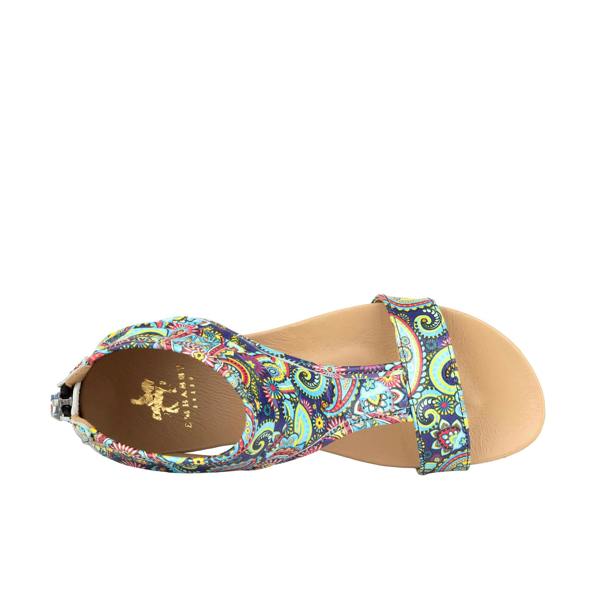 Embassy London Downtown - Festival Blue - Women's flat T-bar sandal with covered heel
