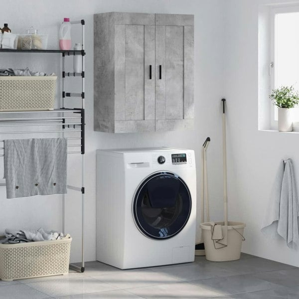 Berkfield Wall Mounted Cabinet Concrete Grey 69.5x34x90 cm Engineered Wood