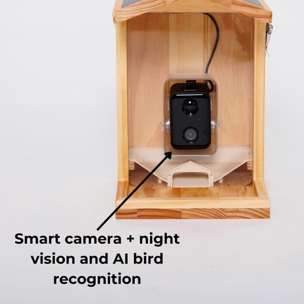 Callow Retail Wooden Bird Feeder with AI Bird Detection Camera