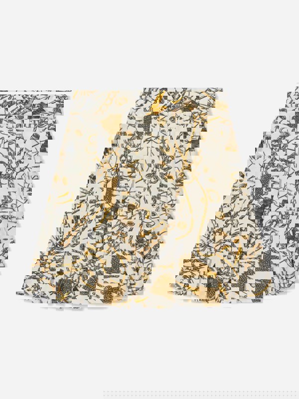 Moschino Kids Moschino Girls Pleated Chains Skirt in Ivory