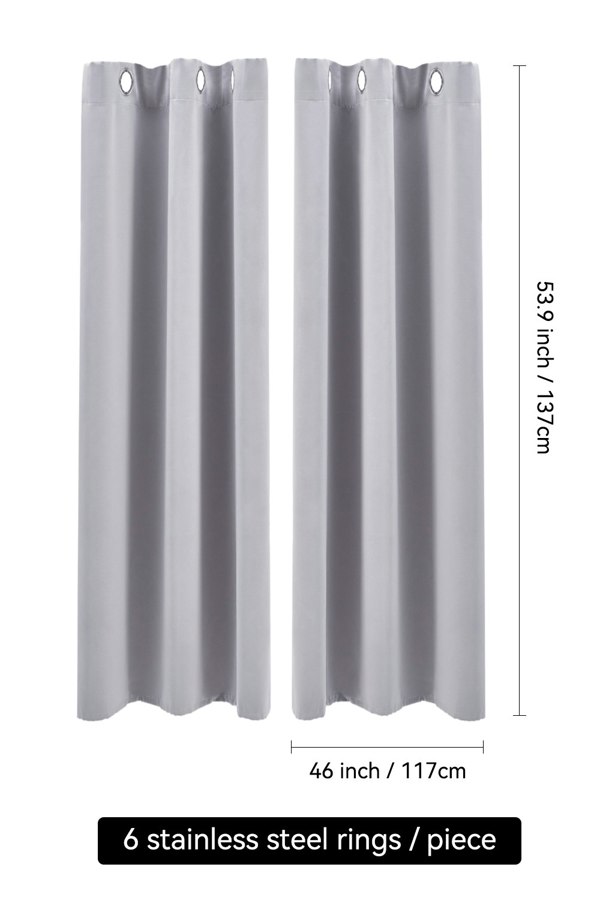 Living and Home 2 Panels Grey Blackout Curtains Polyester Drop Eyelet Curtains for Bedroom and Living Room, 117cm W x 137 cm H