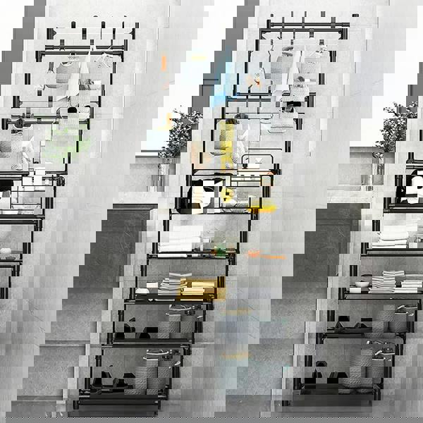 Living and Home 5-Tier Shoe Rack Garment Rack with Coat Hanger 60*175cm