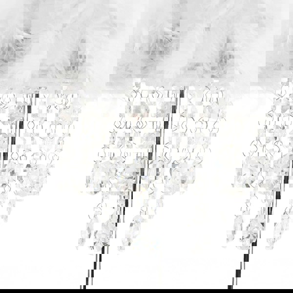 Chandelier Style White Feather Table Lamp with Waterfall Drops Image 3