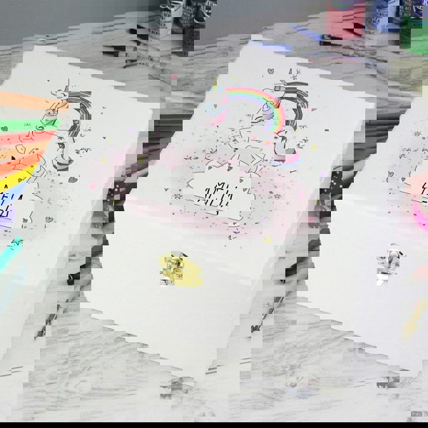 Personalised Memento Company Personalised Unicorn White Wooden Keepsake Box