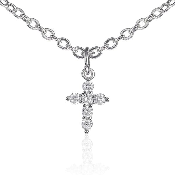 Dainty Cross Pendant Necklace for Women with Cubic Zirconia - namana.london