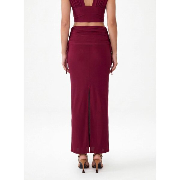 Pink Vanilla Ruched Side Maxi Skirt
