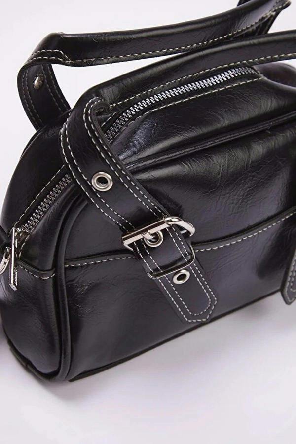 WOVCOR Women's Bowling Mini City Hand and Shoulder Bag with Contrast Stitching