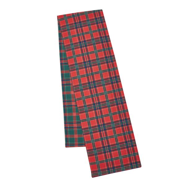 Catherine Lansfield Christmas Tartan Check Cotton Reversible Dining Table Runner Red / Green
