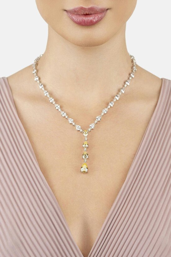 Latelita Elizabeth Statement Necklace Yellow Topaz Silver