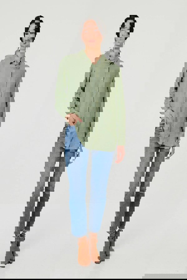 Sage | Long Sleeve Button-Front Shirt
