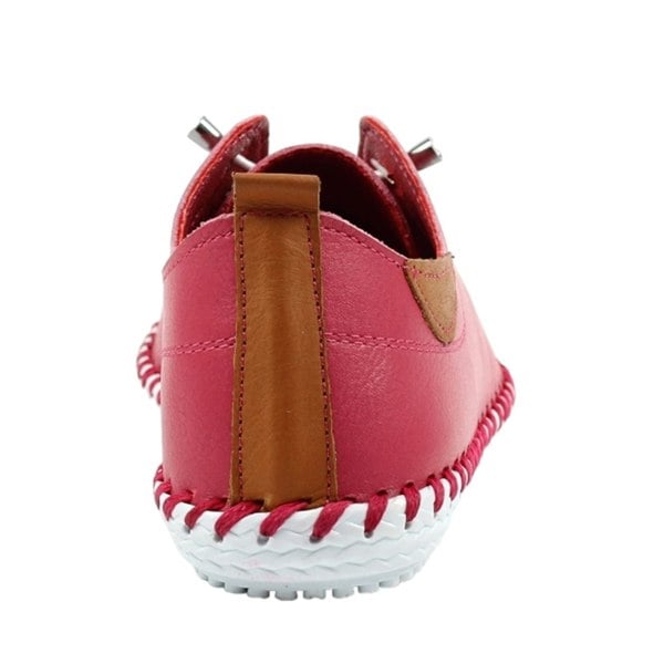 Lunar Women's St Ives Leather Plimsolls - Raspberry