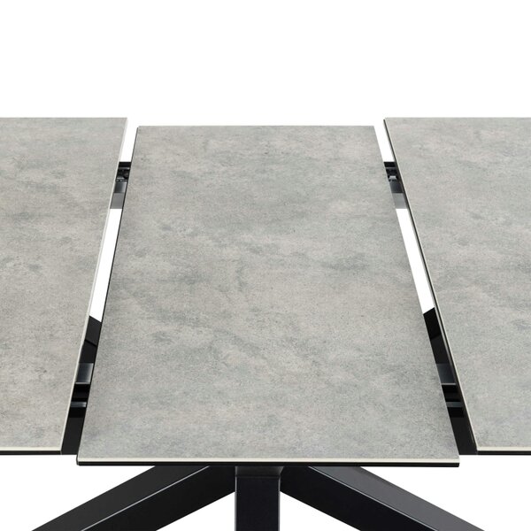 Wyld Haus Perth 168cm Grey Ceramic Extendable Dining Table Industrial Black Metal Legs