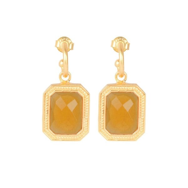 Lila Rasa Rectangular Citrine Crystal Hoops